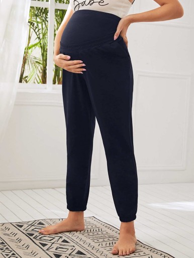 SHEIN Maternity Solid Slant Pocket Sweatpants