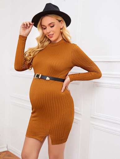 Maternity Ruched Side Solid Dress