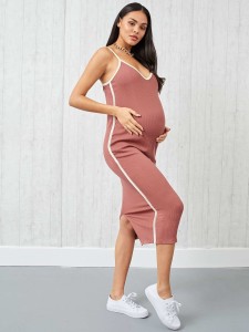 SHEIN Maternity Split Hem Cami Bodycon Dress