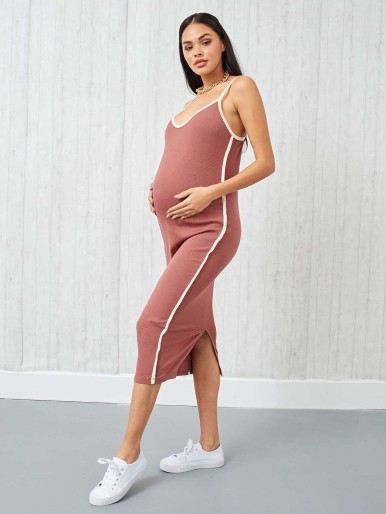 SHEIN Maternity Split Hem Cami Bodycon Dress