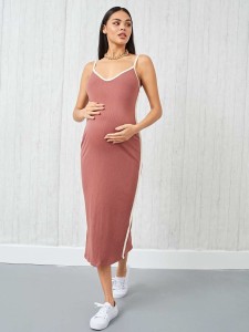 SHEIN Maternity Split Hem Cami Bodycon Dress