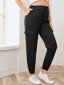 SHEIN Maternity Tie Front Flap Pocket Side Cargo Pants