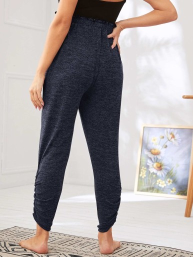 SHEIN Maternity Tie Front Stacked Pants