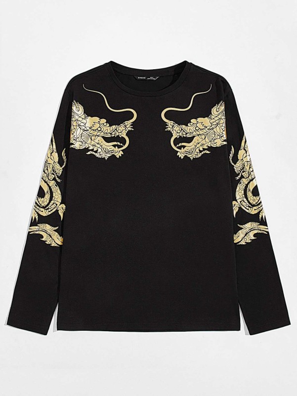 SHEIN Men Chinese Dragon Print Tee