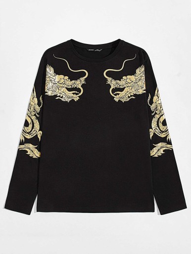 SHEIN Men Chinese Dragon Print Tee