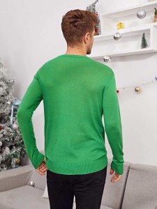 SHEIN Men Christmas & Letter Pattern Sweater