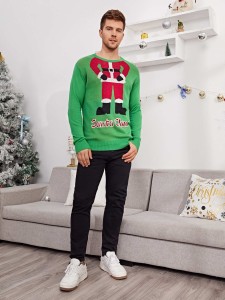 SHEIN Men Christmas & Letter Pattern Sweater