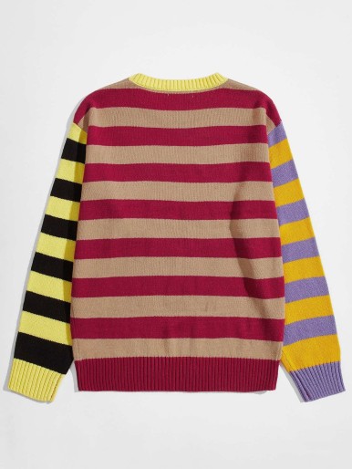 SHEIN Men Colorblock Striped Sweater