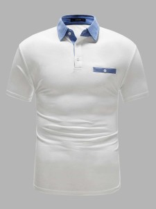 SHEIN Men Contrast Collar Polo Shirt