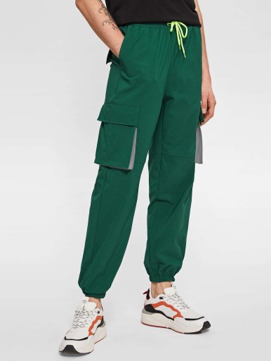 SHEIN Men Drawstring Waist Flap Pocket Cargo Pants