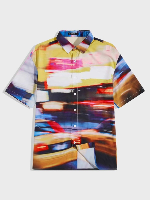 SHEIN Men Graffiti Short Sleeve Shirt