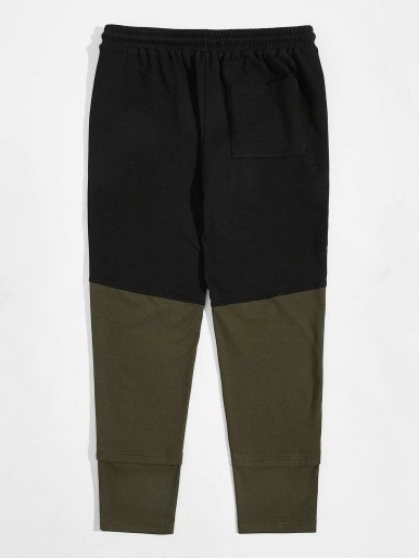 SHEIN Men Patch Detail Colorblock Joggers