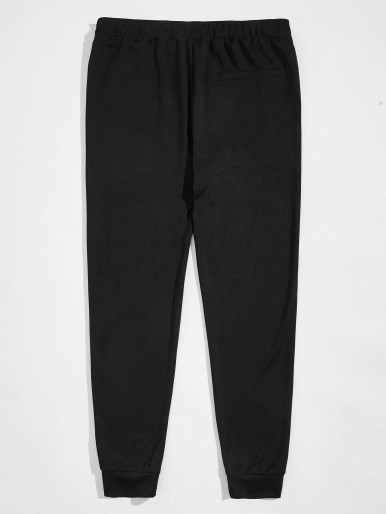 SHEIN Men Slogan Patched Zip Detail Sweatpants