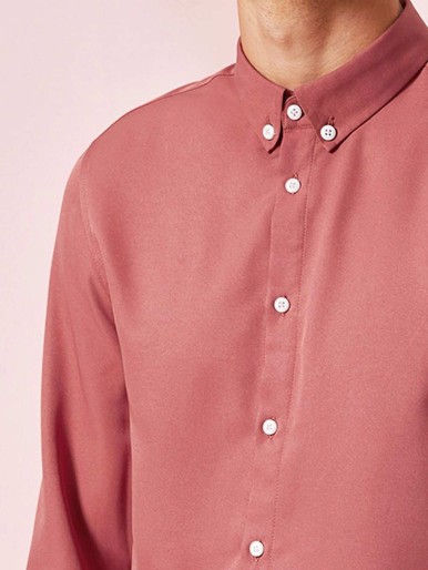 SHEIN Men Solid Button Down Shirt