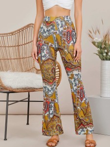 SHEIN High Waist Floral Print Flare Leg Pants