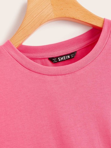 SHEIN Neon Pink Layered Ruffle Hem Top