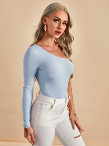 Shein Curve sz 2XL ribbed blue bodysuit NWT