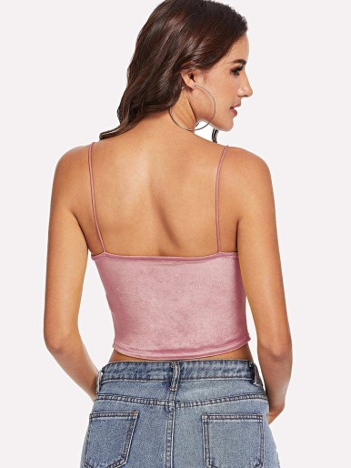 SHEIN Open Back Velvet Crop Cami Top