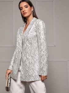 SHEIN Peak Collar Swirl Sequin Blazer