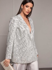 SHEIN Peak Collar Swirl Sequin Blazer