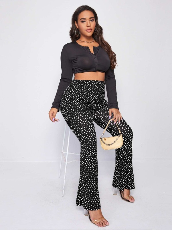 Allover Print Flare Leg Pants