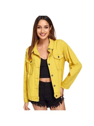 Yellow Single Breasted Denim Jacket