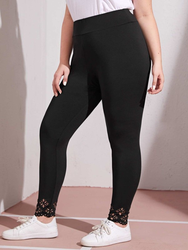 SHEIN Plus Laser Cut Hem Leggings