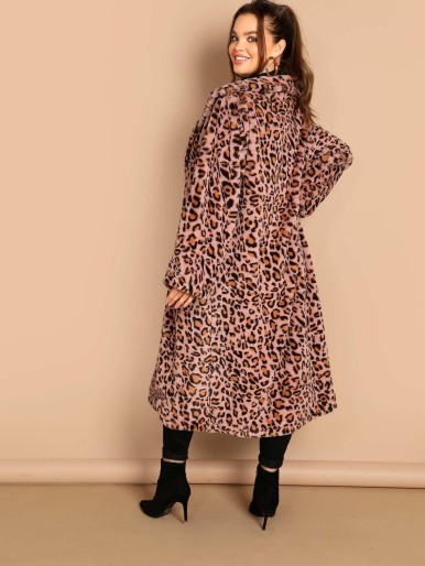 SHEIN معطف طويل بطبعة جلد الفهد