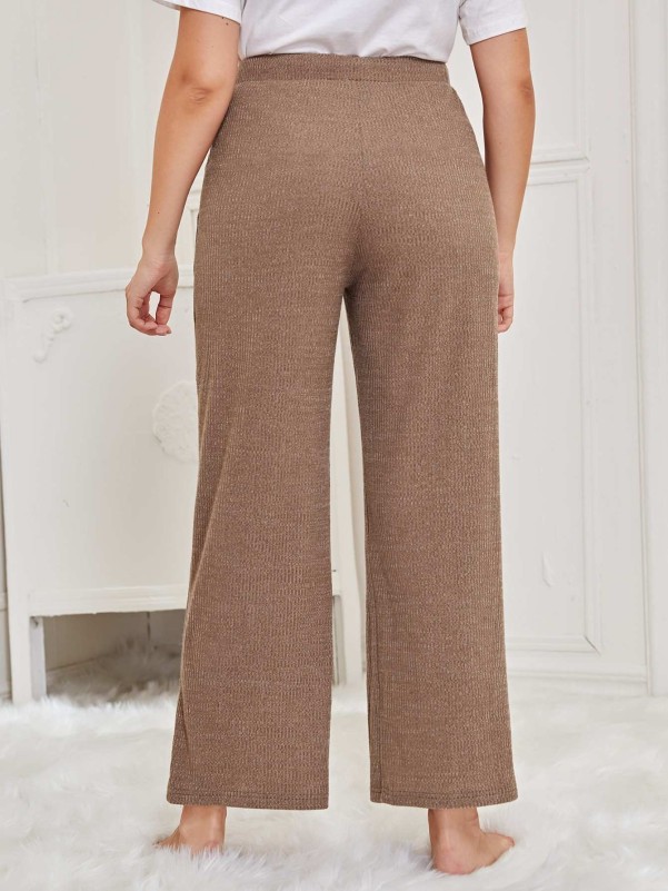 SHEIN Plus Pocket Front Wide Leg Sleep Pants