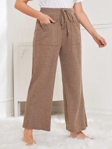 SHEIN Plus Pocket Front Wide Leg Sleep Pants