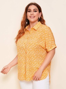 Eyelet Embroidery Shirred Solid Blouse