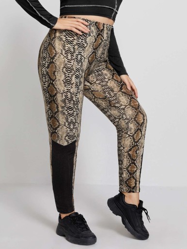 SHEIN Plus Snakeskin Print Leggings