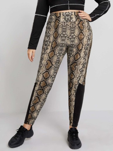 SHEIN Plus Snakeskin Print Leggings