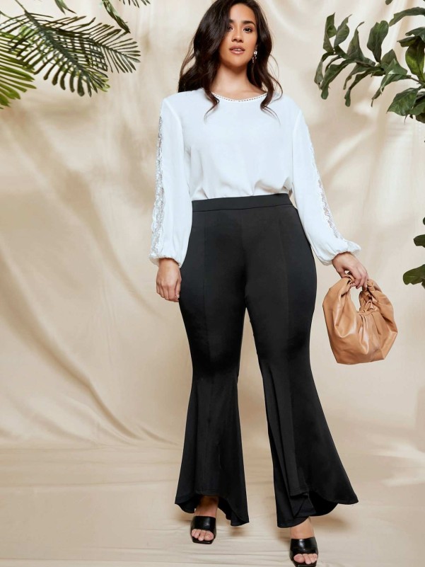 SHEIN Plus Contrast Stitch Sheer Leggings Without Panty