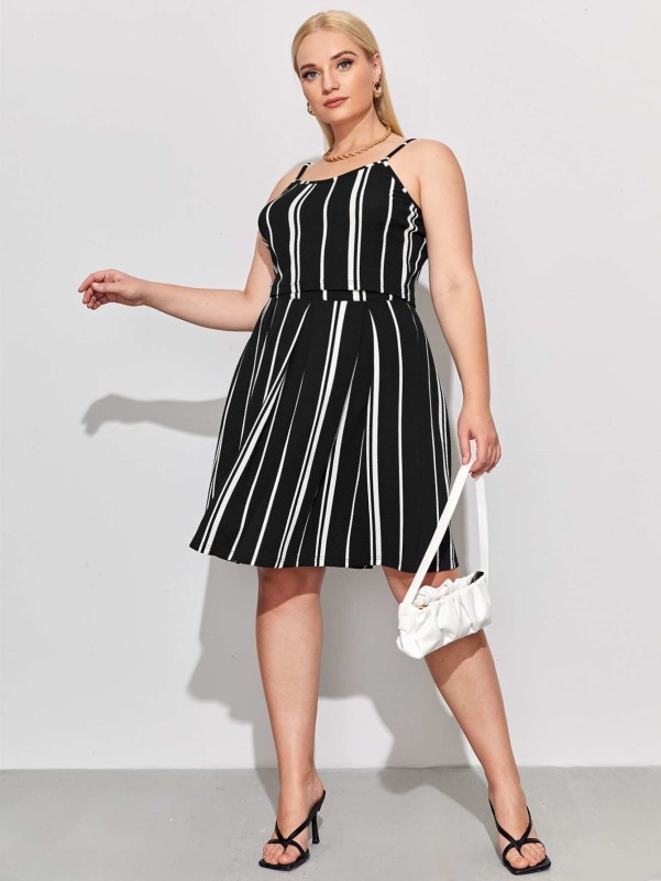 SHEIN Plus Striped Cami Top & Skirt Set