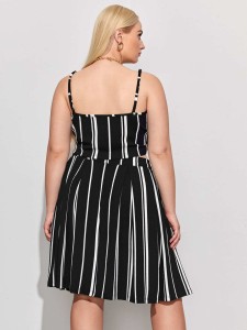 SHEIN Plus Striped Cami Top & Skirt Set