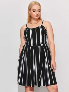 SHEIN Plus Striped Cami Top & Skirt Set