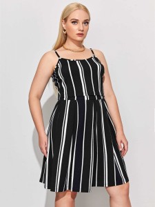 SHEIN Plus Striped Cami Top & Skirt Set