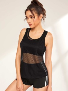 SHEIN Sheer Mesh Low Side Racer Back Top