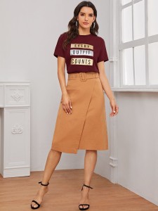 SHEIN Slogan Graphic Metallic Panel Tee