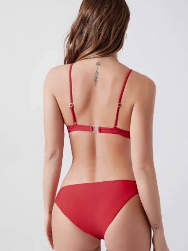 SHEIN Solid Cheeky Bikini Swimsuit