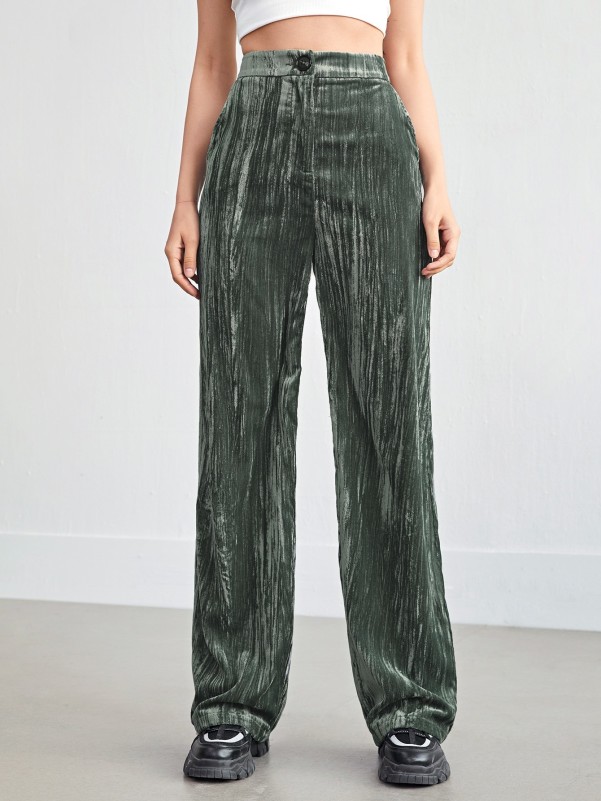 SHEIN Solid Straight Leg Pants