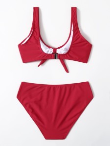 SHEIN Solid Tie Front Bikini Swimsuit