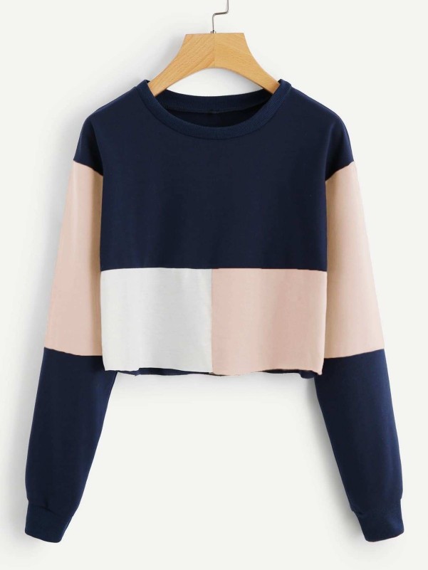 Cut And Sew Crop Sweatshirt