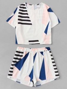 Plus Graphic Print Zip Back Two-piece Outfit