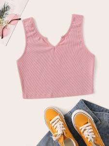 Rib-Knit Crop Tank Top