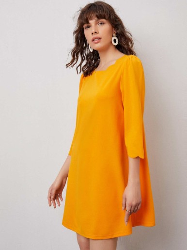 SHEIN Tie Back Scallop Edge Dress