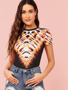 SHEIN Tie Dye Form Fitted Tee