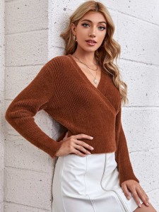 SHEIN كارديجان منفوش ملفوف برباط جانبي