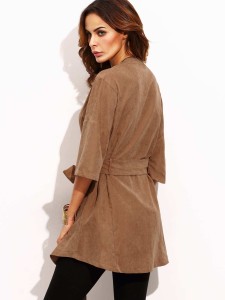 SHEIN Tie Waist Pocket Half Sleeve Kimono